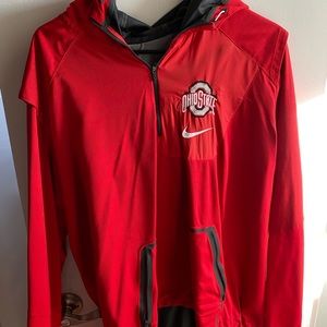 OHIO STATE NIKE HALF ZIP PULL OVER WITH HOOD LARGE
